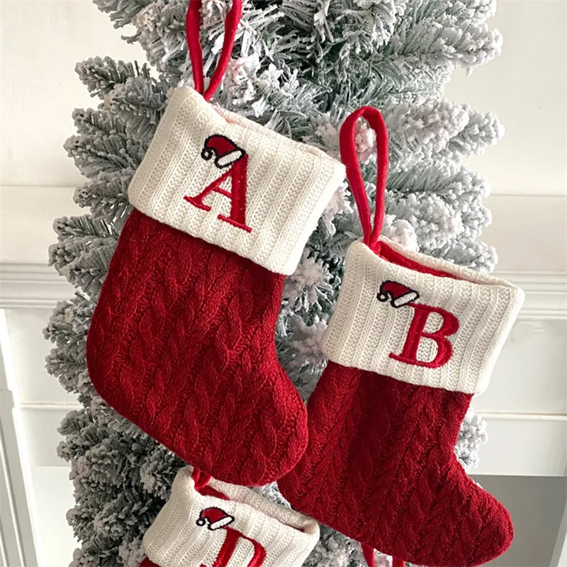 Christmas Socks Knitting Snowflake Letter Stocking - Image 2