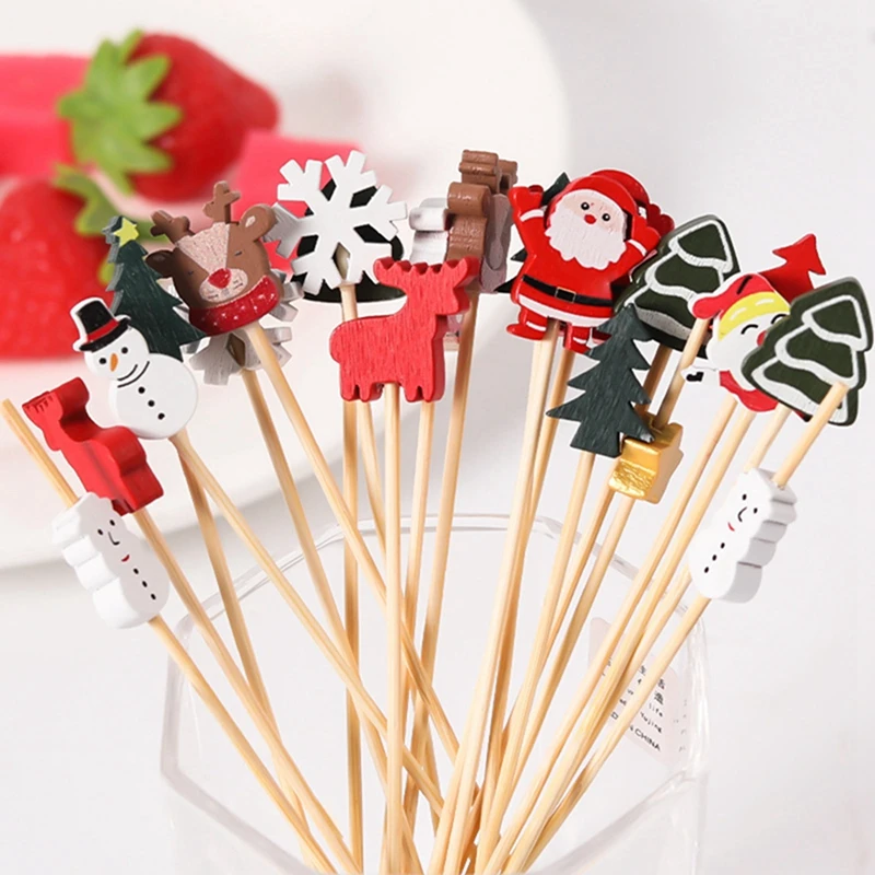50100pc Christmas Bamboo Sticks for Cake - Image 2