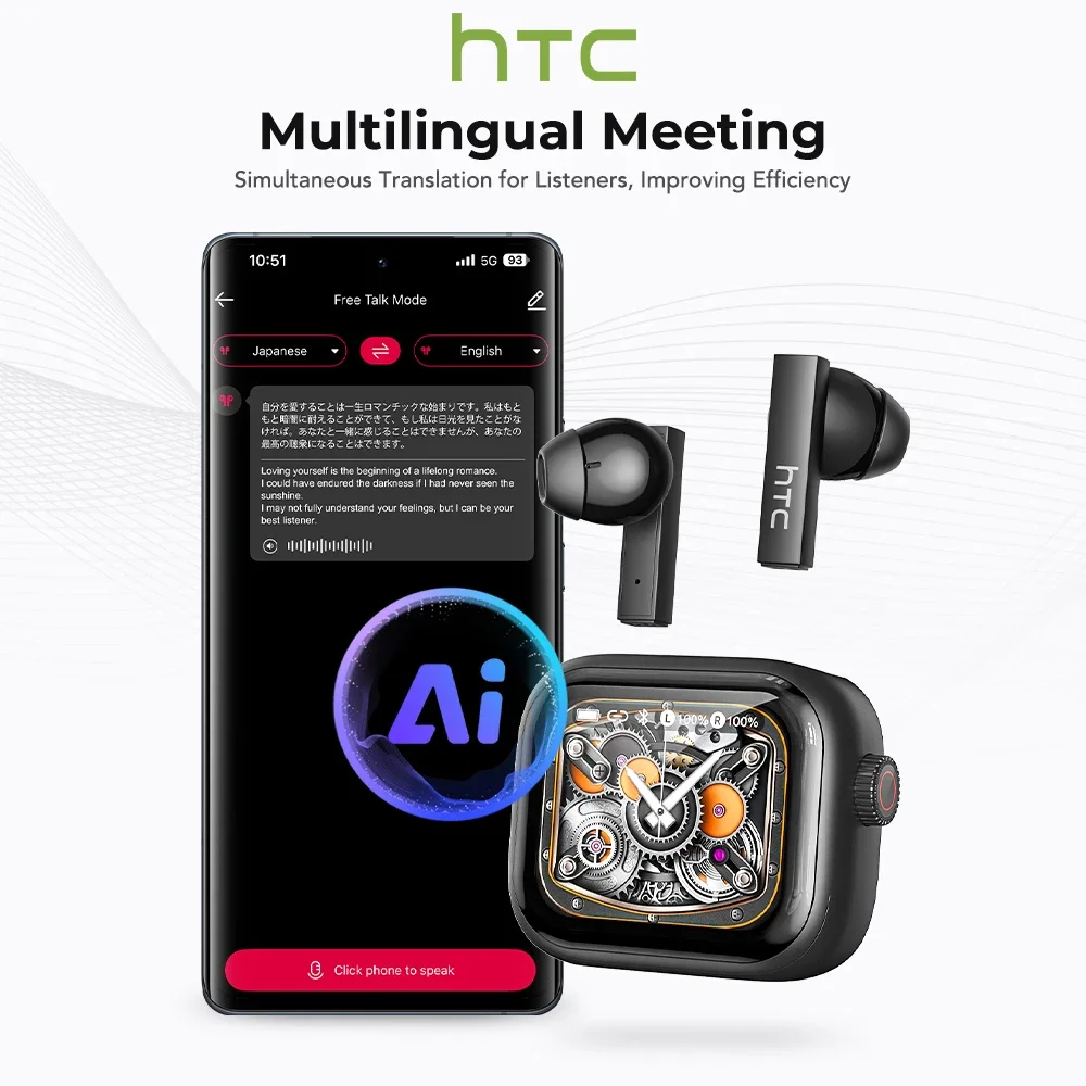 【Custom Wallpaper】HTC NE40 Earphones Bluetooth V6 TWS Sports AI Translator Earbud Noise Reduction Wireless Headphones With Mic - Image 6