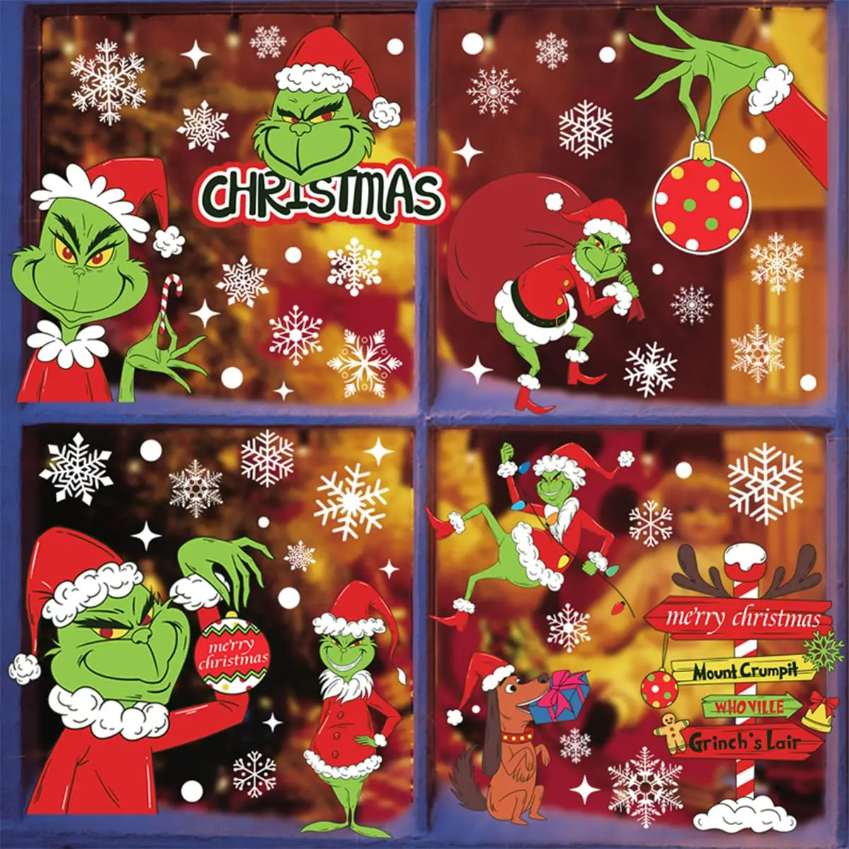 9 Sheets Grinch Window Stickers for - Image 2