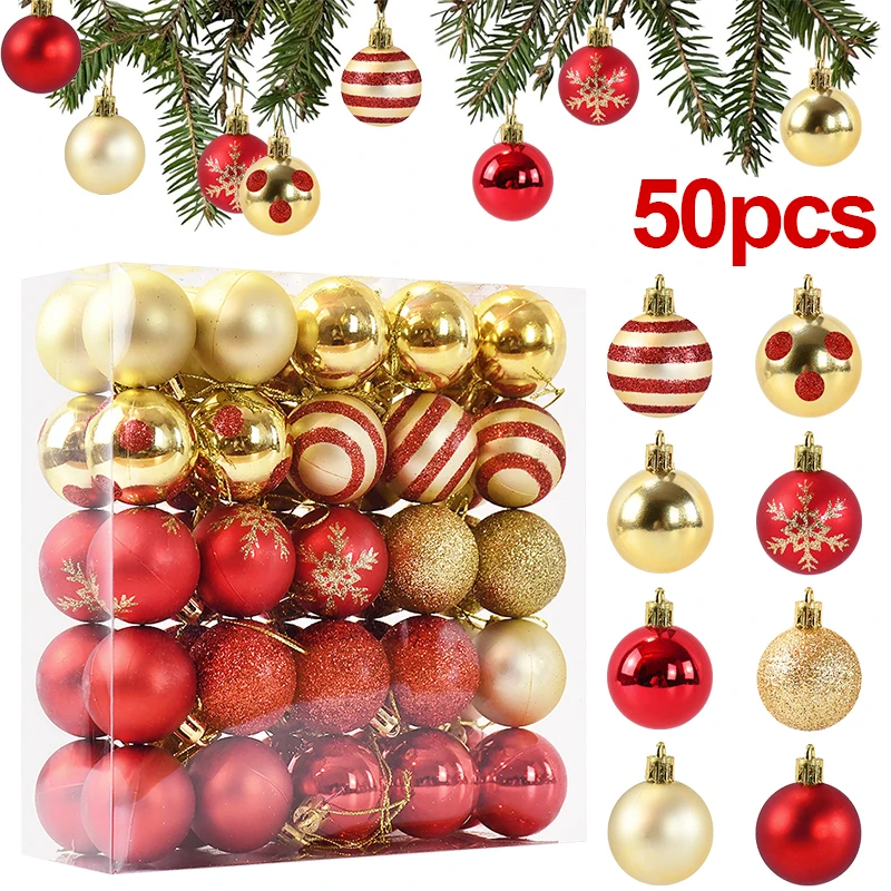 50Pcsbox Christmas Balls Christmas Tree Ornaments