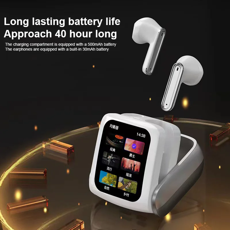 Full-color Touch Screen Bluetooth 5.4 Earphones Call Noise Reduction Rotating Design Gamer Headset IPX5 Waterproof Headphones - Image 2