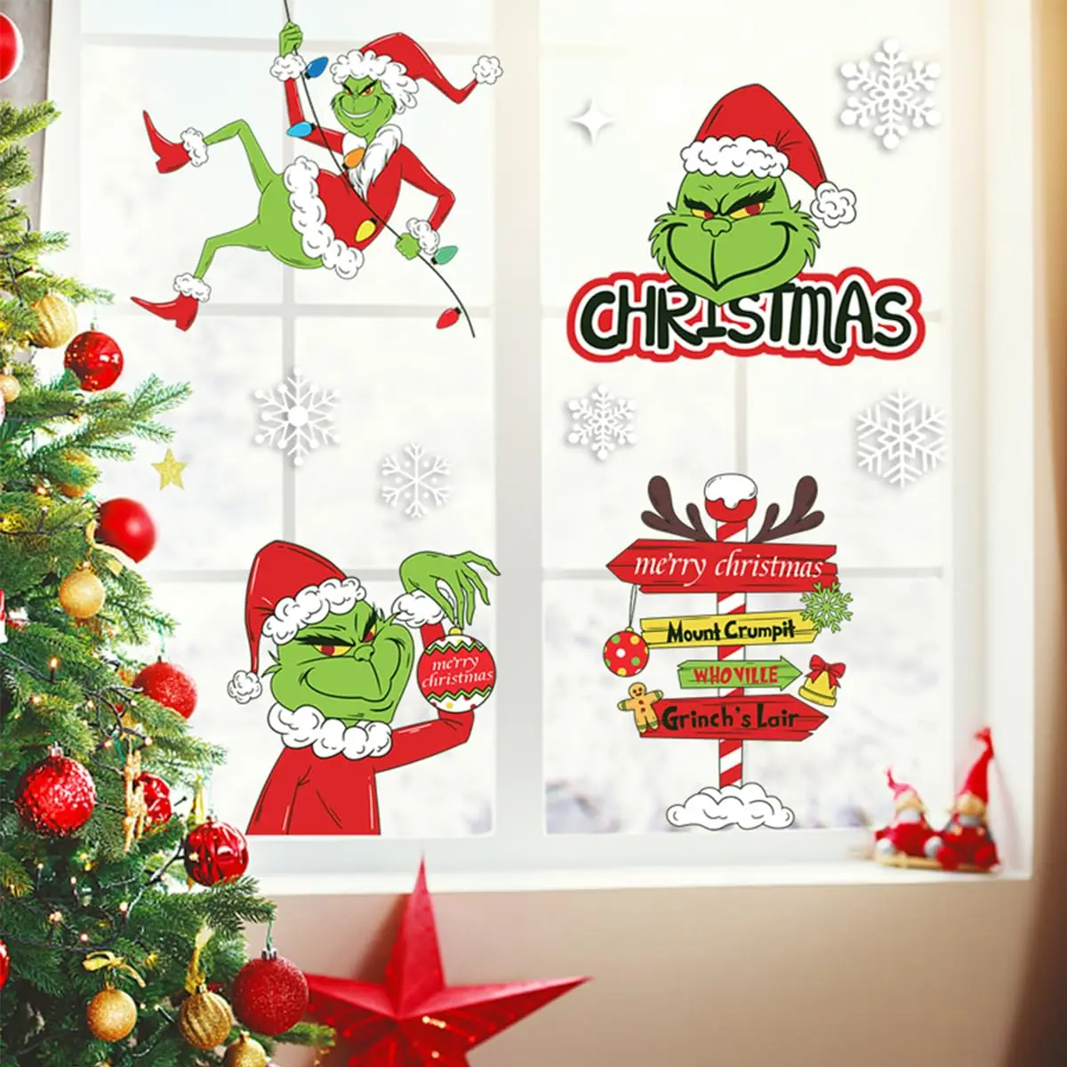 9 Sheets Grinch Window Stickers for - Image 3
