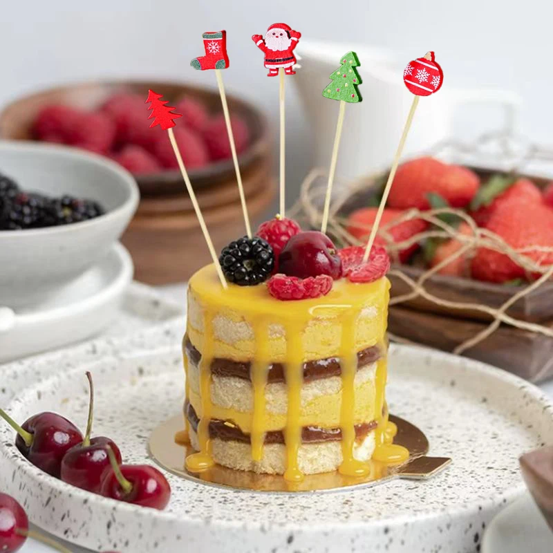 50100pc Christmas Bamboo Sticks for Cake - Image 3