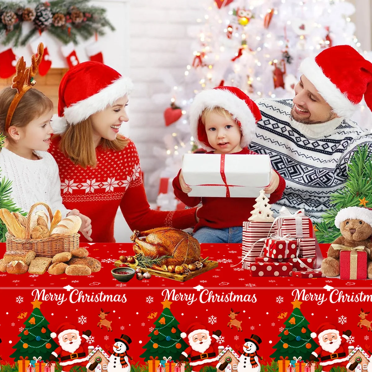 Christmas Snowflake Plastic Tablecloth Merry Christmas - Image 6