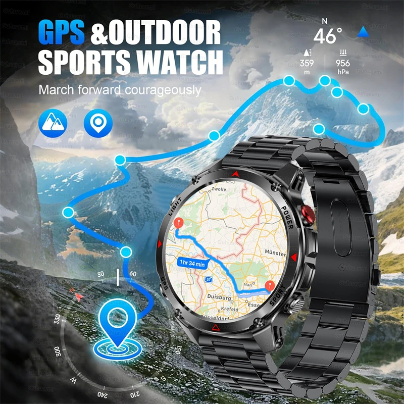 2025 New Military Bluetooth Call Smart Watch Built-in GPS Compass Barometric Altimeter 10ATM Waterproof Sports Smartwatches Men - Image 6
