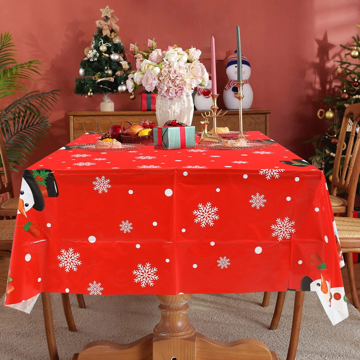 Christmas Snowflake Plastic Tablecloth Merry Christmas - Image 2