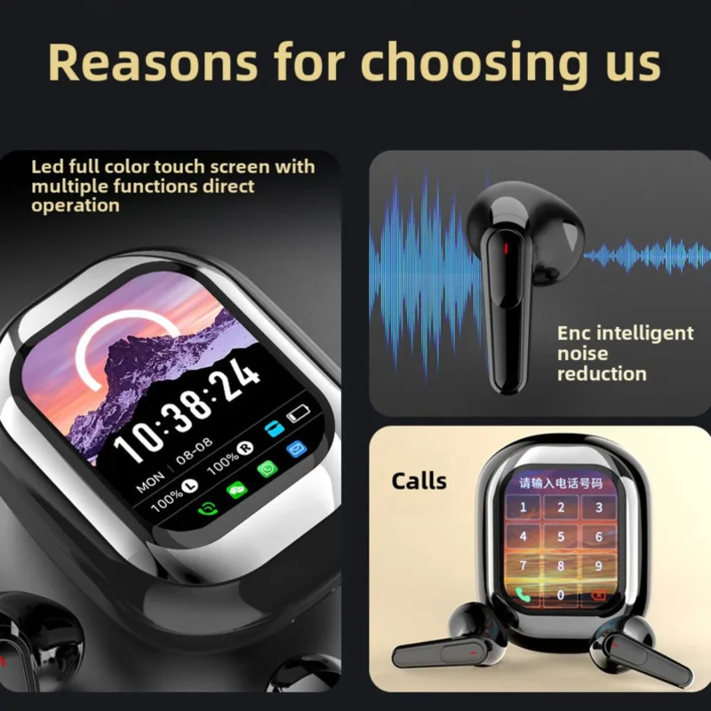 New AI Translation Wireless Bluetooth Earphone Slide Design Touch Screen Intelligent Noise Reduction TWS In Ear Earphone - Image 2