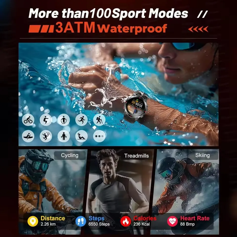 2025 New Military Bluetooth Call Smart Watch Built-in GPS Compass Barometric Altimeter 10ATM Waterproof Sports Smartwatches Men - Image 5