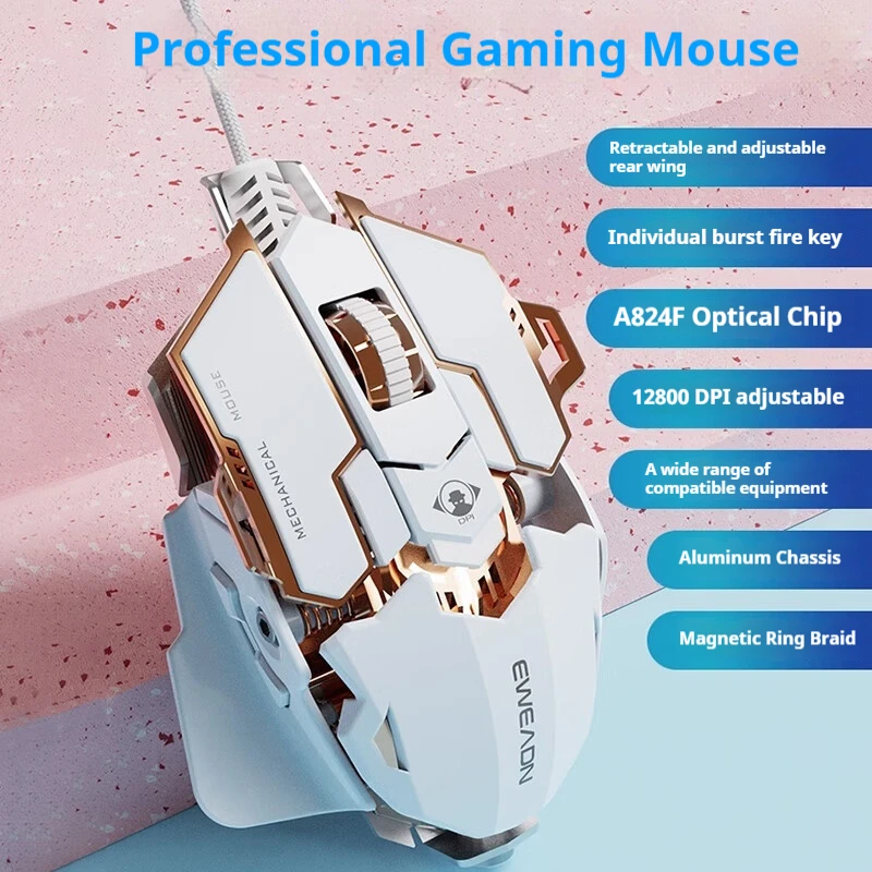 EWEADN G5 USB Wired Gaming Mouse Silent or audible optional, Buttons Macro Function Keys, for desktop, laptop, computer, school - Image 2
