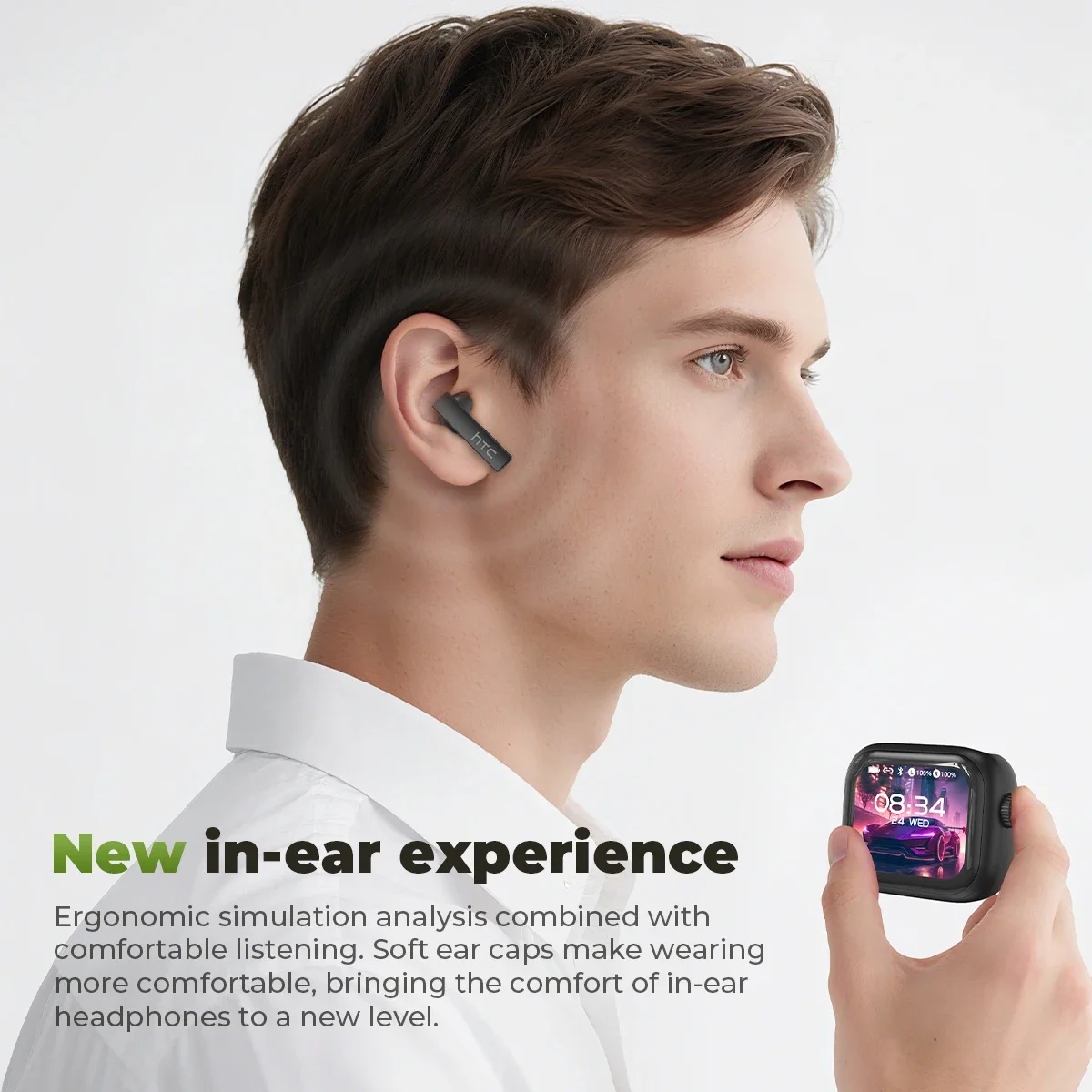 【Custom Wallpaper】HTC NE40 Earphones Bluetooth V6 TWS Sports AI Translator Earbud Noise Reduction Wireless Headphones With Mic - Image 4