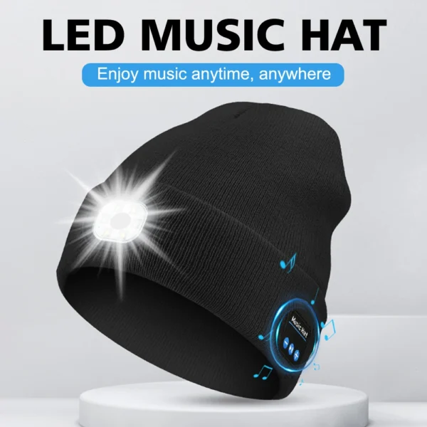 Hands-free Beanie Rechargeable Bluetooth Led Hat Headset Bright Wireless Music Headphone Player Winter Warm Cap Night Jogging