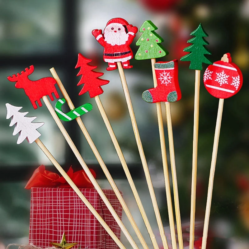 50100pc Christmas Bamboo Sticks for Cake - Image 4