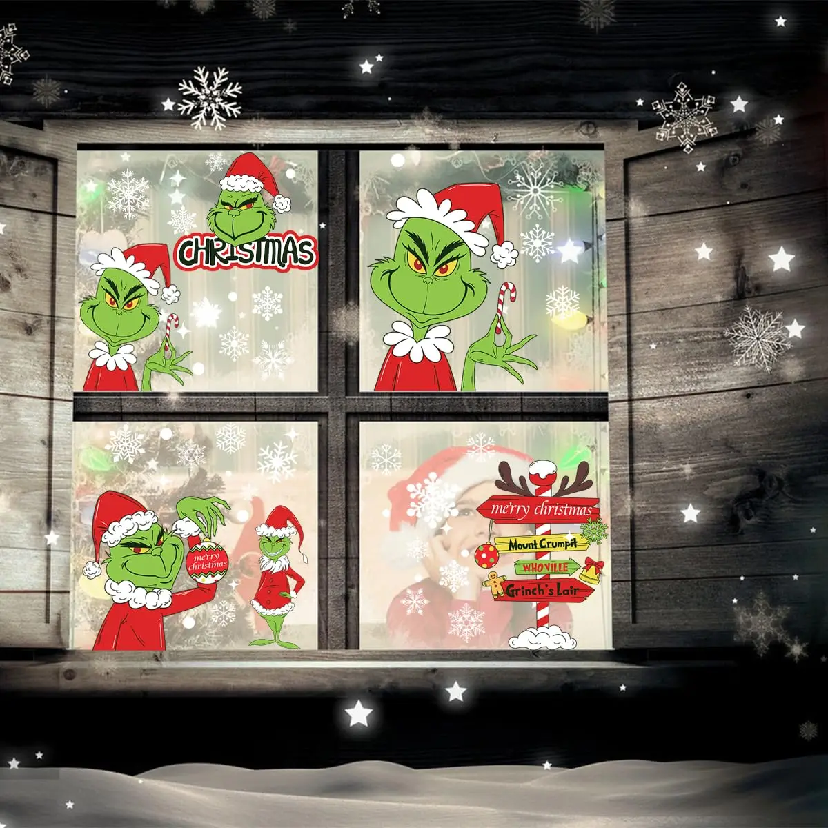 9 Sheets Grinch Window Stickers for - Image 6