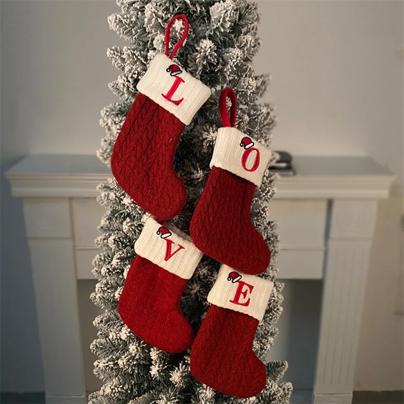 Christmas Socks Knitting Snowflake Letter Stocking - Image 3
