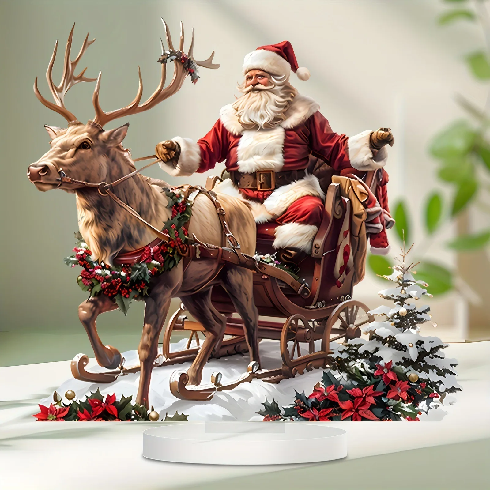 Sleigh Santa Claus Reindeer Sled Tabletop
