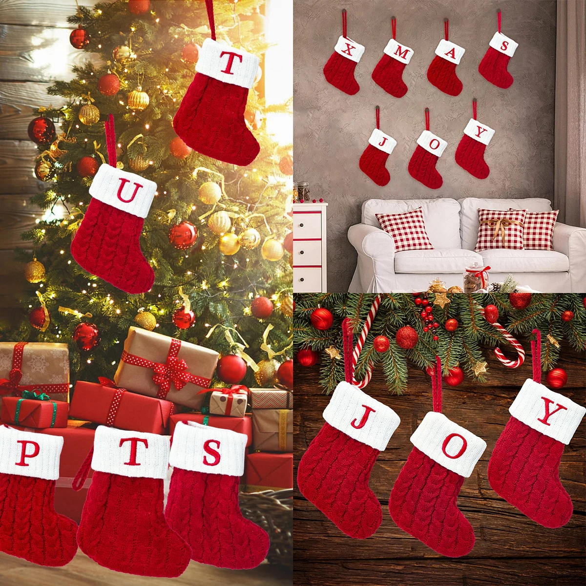 Christmas Socks Knitting Snowflake Letter Stocking - Image 4