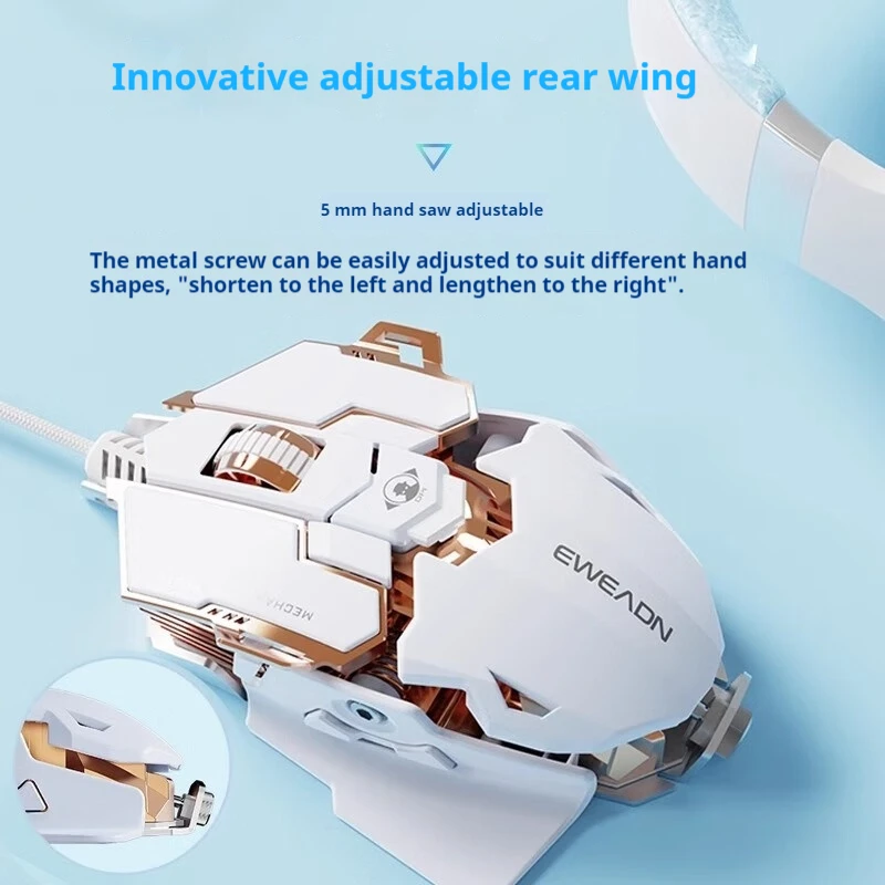 EWEADN G5 USB Wired Gaming Mouse Silent or audible optional, Buttons Macro Function Keys, for desktop, laptop, computer, school - Image 5