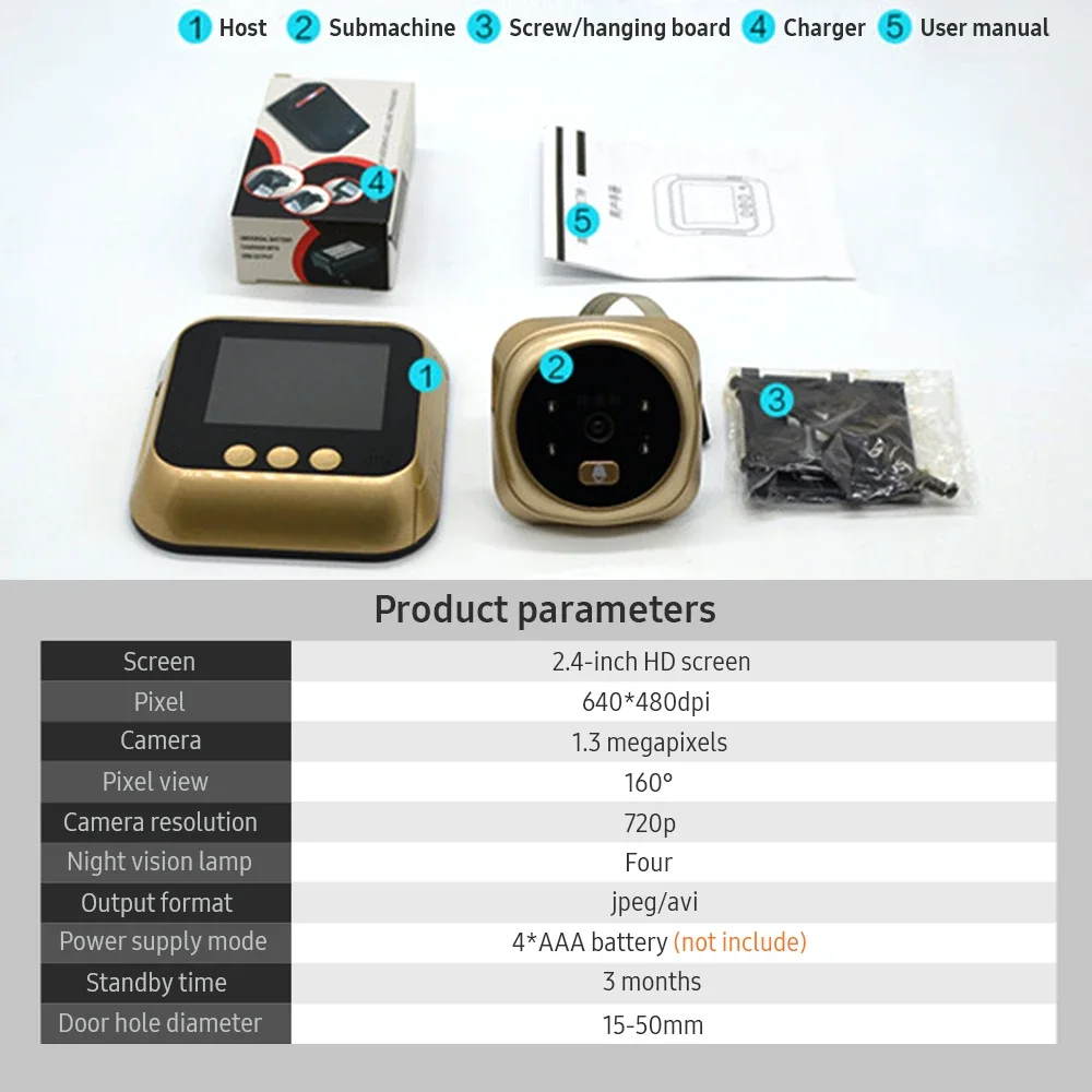 Video Doorbell Door Viewer Camera Door Peephole Door Camera Doorbell with Wireless Monitor Live Night Vision for Home Office - Image 4