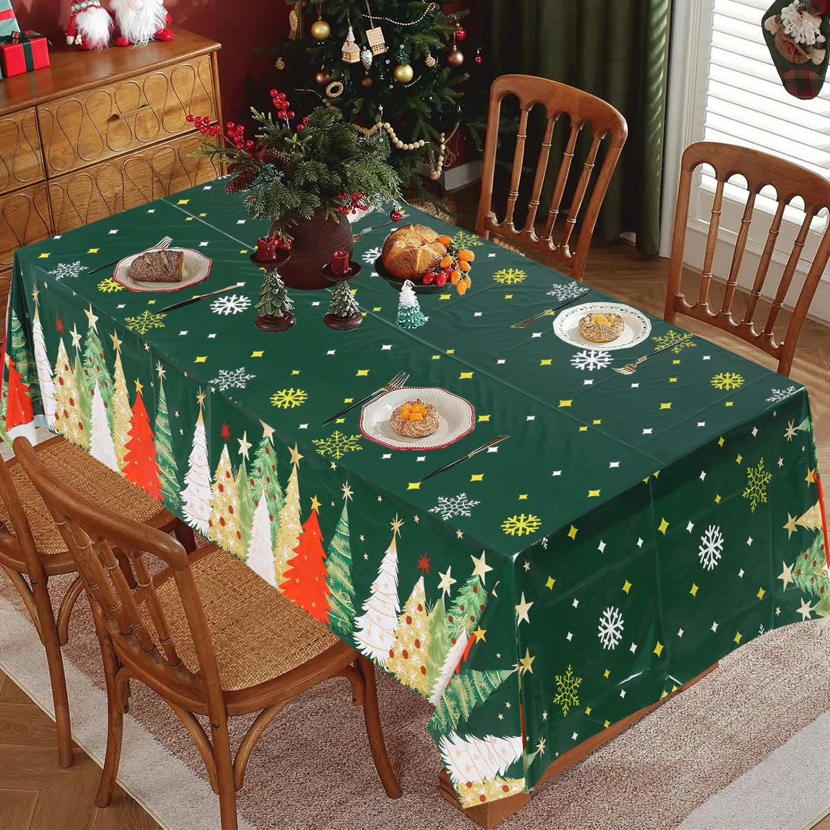Christmas Snowflake Plastic Tablecloth Merry Christmas - Image 3