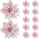 5pcs 145cm Glitter Artifical Christmas Flowers