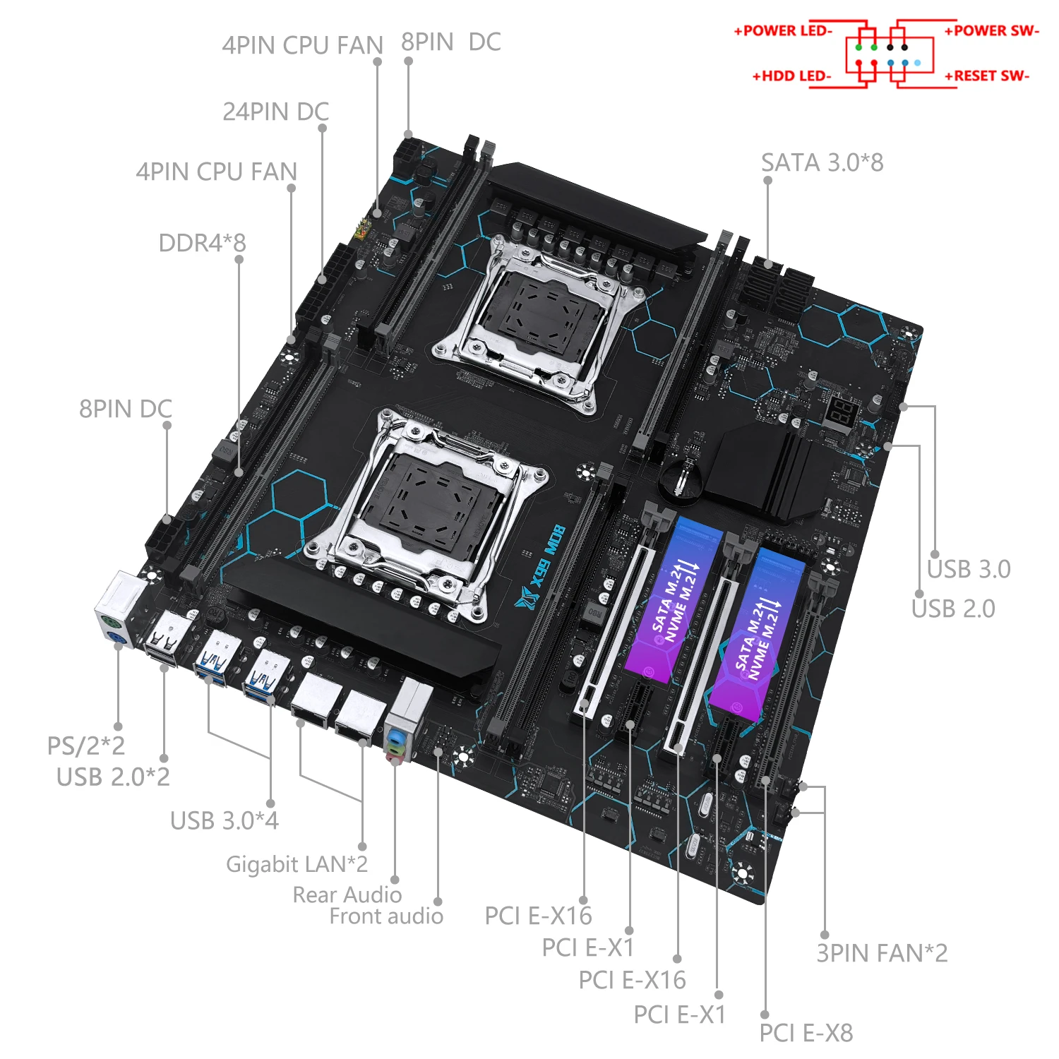 MACHINIST X99 MD8 Dual CPU Motherboard Kit Set Optional lntel Xeon E5 2680 V4 LGA2011-3 DDR4 32GB RAM C612 chip Server Computer - Image 2