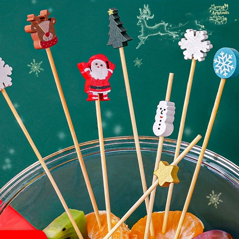50100pc Christmas Bamboo Sticks for Cake - Image 5