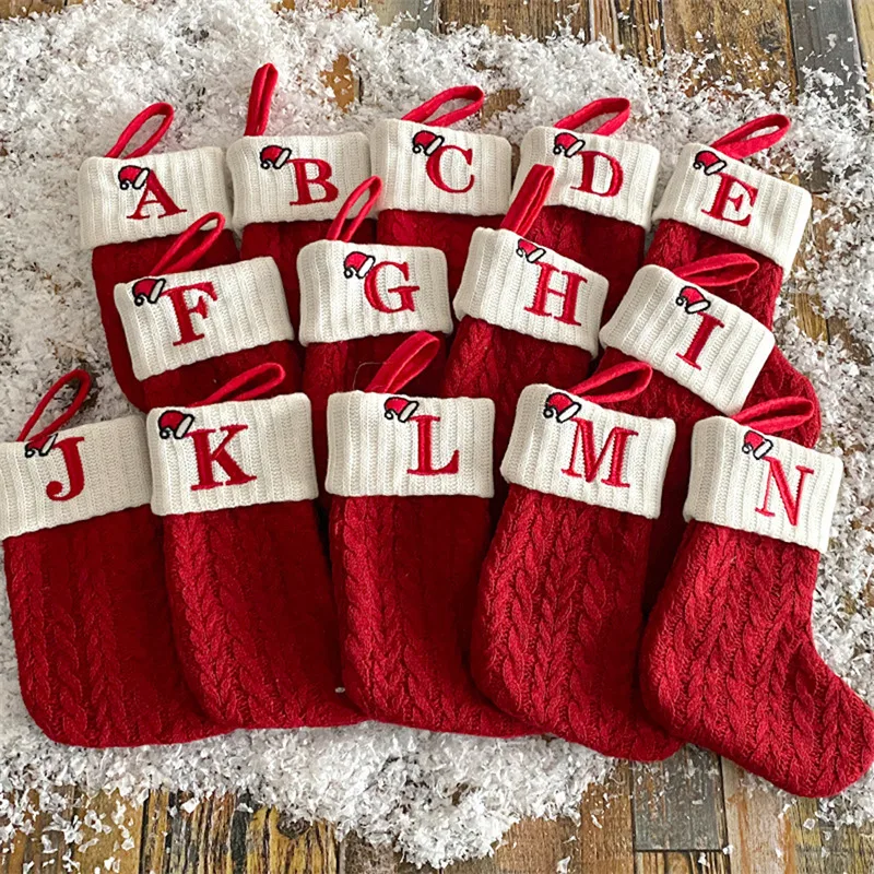 Christmas Socks Knitting Snowflake Letter Stocking - Image 4