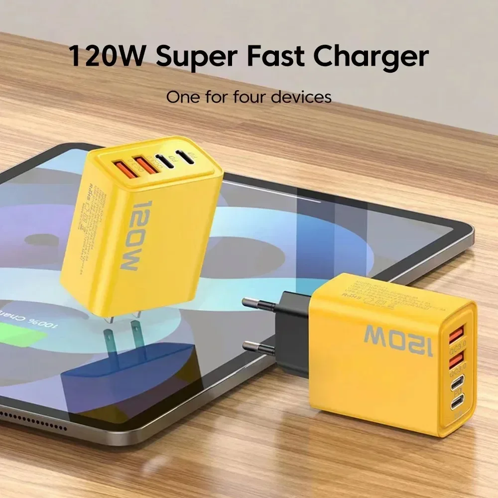 Quick Charge 3.0 Fast Charger Muti Total 120W 4 Port USB Type C PD Mobile Phone Wall Adapter for iPhone 16 Samsung S24 Xiaomi 15 - Image 2