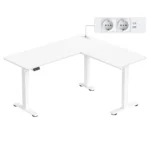 VASAGLE Height adjustable electric desk, L-shaped corner desk, 140x160 cm, with charging station