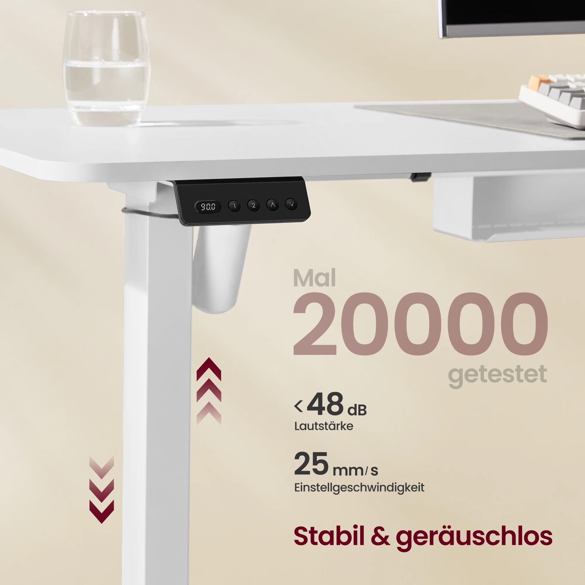 VASAGLE Height adjustable electric desk, L-shaped corner desk, 140x160 cm, with charging station - Image 5