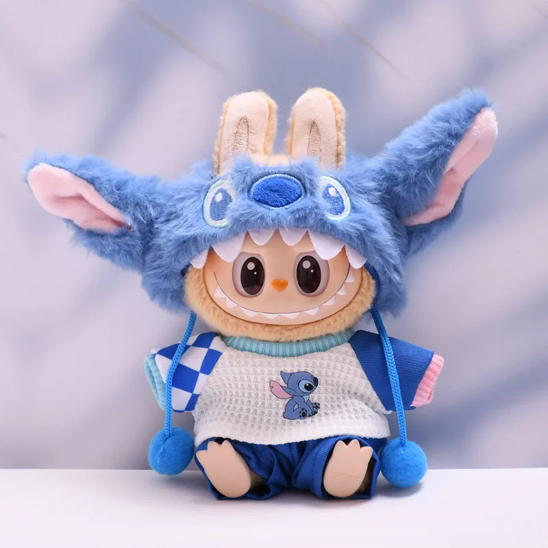 for 17cm Labubu Doll Clothes Fashion Clothes Plush Stitch Set Doll Clothes Cute Cartoon Sets Dolls Accessories Gifts - Image 2