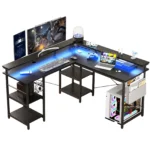 Modern 2 in 1 Convertable L Desk, 140/230cm, Ergonomic Monitor Tops, Power Hub, Gaming table