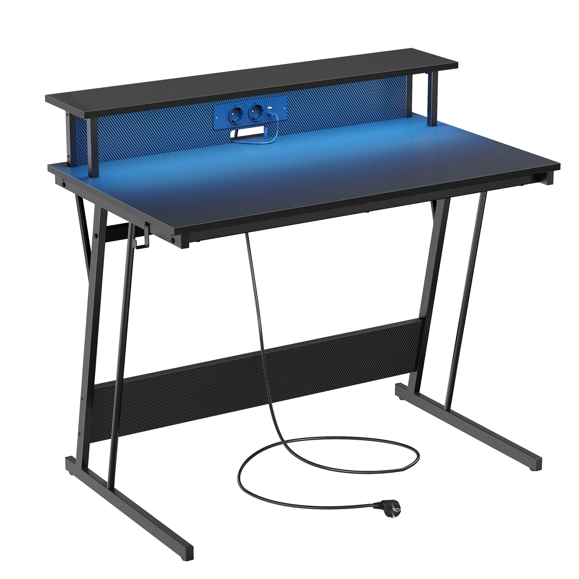 VASAGLE desk, with built-in sockets strip, LED lighting - Image 3