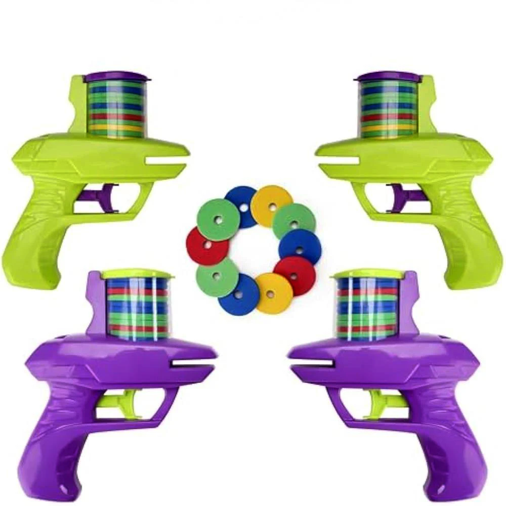 Kids Outdoor Game Foam Disc Gun Toy Flying Disc Shooting Launcher Gun Double Parent-child Interactive Children Toy - Image 2