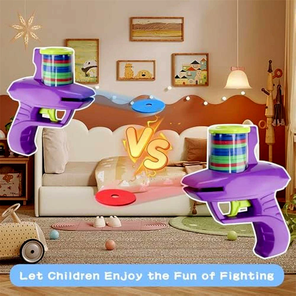 Kids Outdoor Game Foam Disc Gun Toy Flying Disc Shooting Launcher Gun Double Parent-child Interactive Children Toy - Image 3