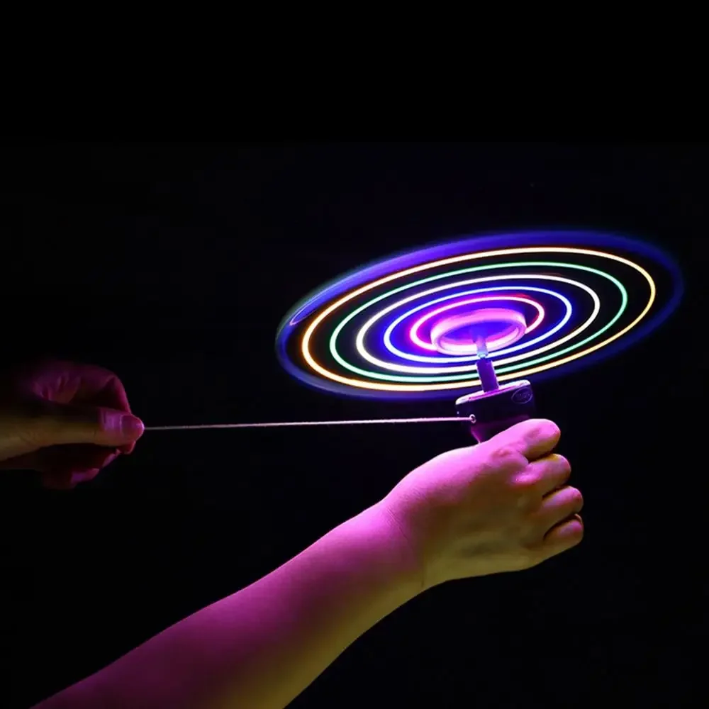 Kids Luminous Flying Disc Propeller Toys LED Lighting Pull String Flying UFO Toy Spinning Top Outdoor Game Sports Toy Gift - Image 2