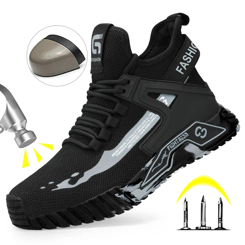 High Top Man Boots Safety Protective Shoes Steel Toe Work Shoes Men Anti-puncture Safety Shoes Men Women Work Safety Boots - Image 2