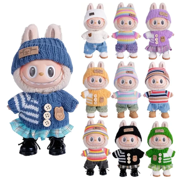 YZZS For Labubu accessories Sitting Party Series Classic Dress Grid For Labubu outfit designer Kid Gift Labubu clothing designer