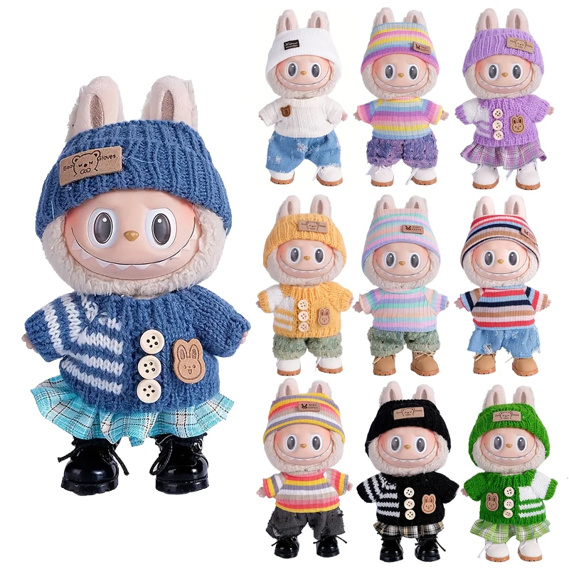 YZZS For Labubu accessories Sitting Party Series Classic Dress Grid For Labubu outfit designer Kid Gift Labubu clothing designer