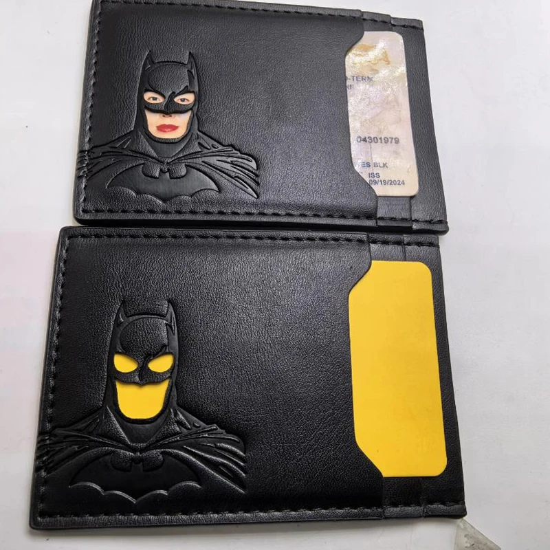 Leather Bat Wallet Personalized Superhero Mask Card Holder Bat ID Heroic Wallet Gift - Image 5