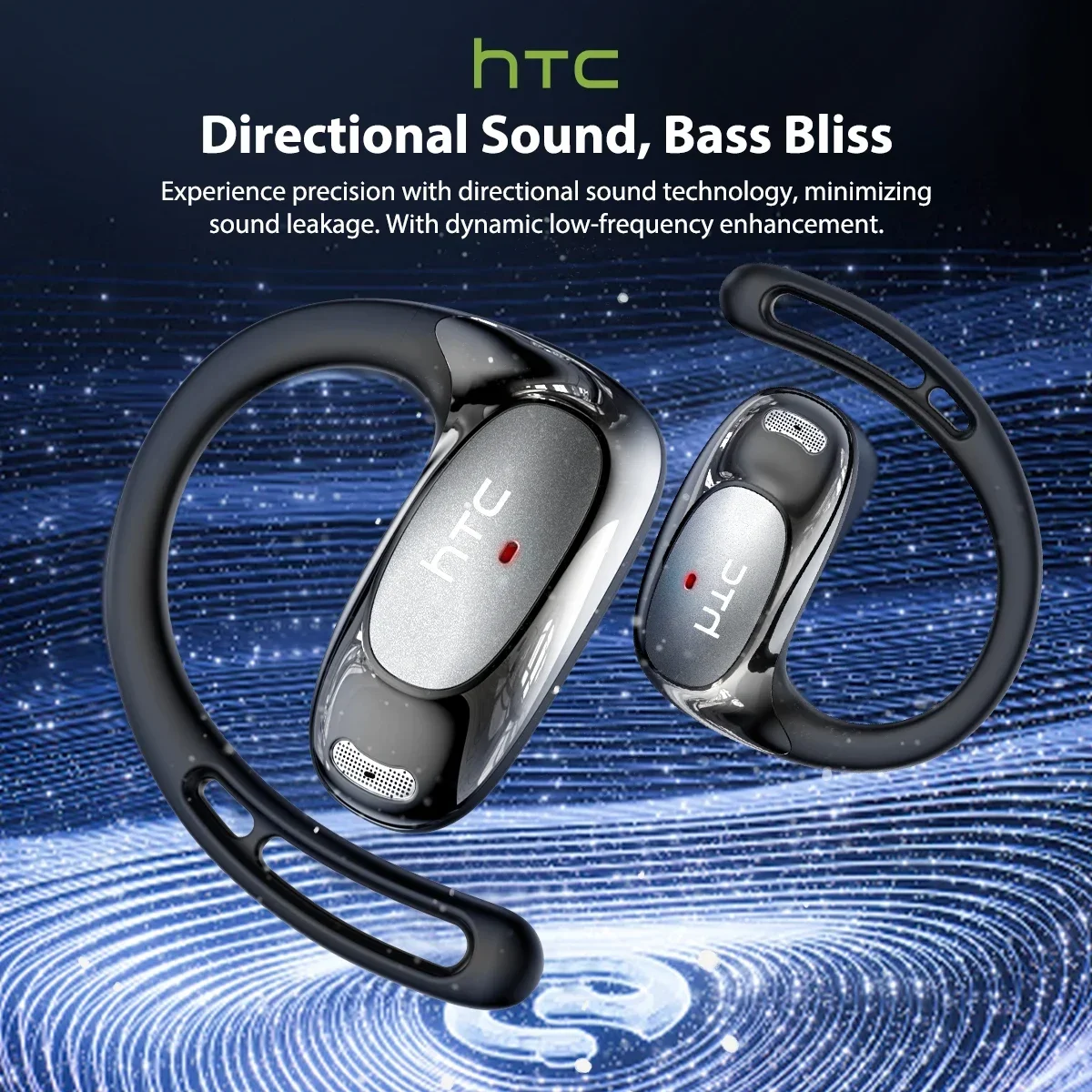 HTC NE35 Wireless Headphones OWS Bluetooth V6.0 Earphones with Mic HD Call Bass Longlife Sports Earhook AI Translator Earbuds - Image 4