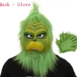 Cute How Christmas Green Haired Cosplay Mask Latex Halloween XMAS Full Head Latex Mask Cosplay Costume Mask Props