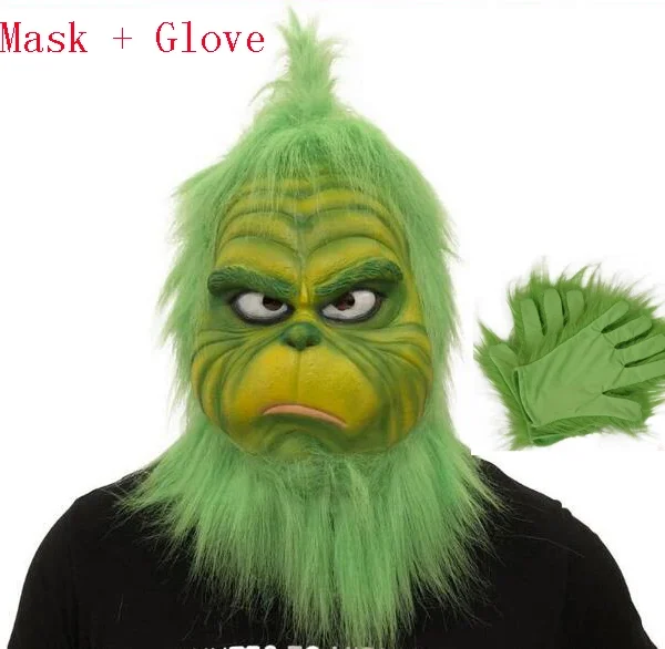 Cute How Christmas Green Haired Cosplay Mask Latex Halloween XMAS Full Head Latex Mask Cosplay Costume Mask Props