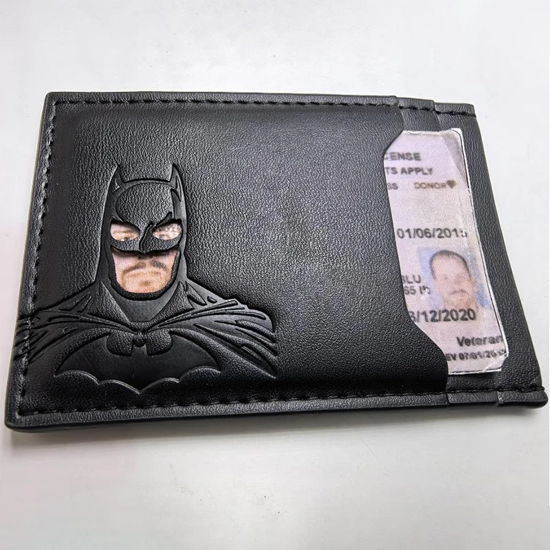 Leather Bat Wallet Personalized Superhero Mask Card Holder Bat ID Heroic Wallet Gift - Image 4