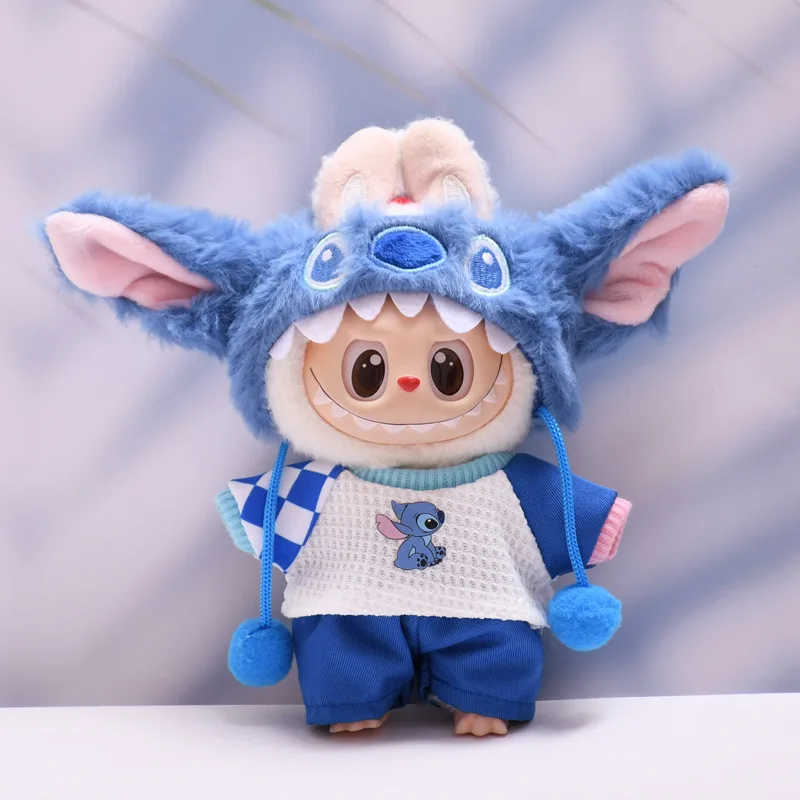 for 17cm Labubu Doll Clothes Fashion Clothes Plush Stitch Set Doll Clothes Cute Cartoon Sets Dolls Accessories Gifts - Image 3