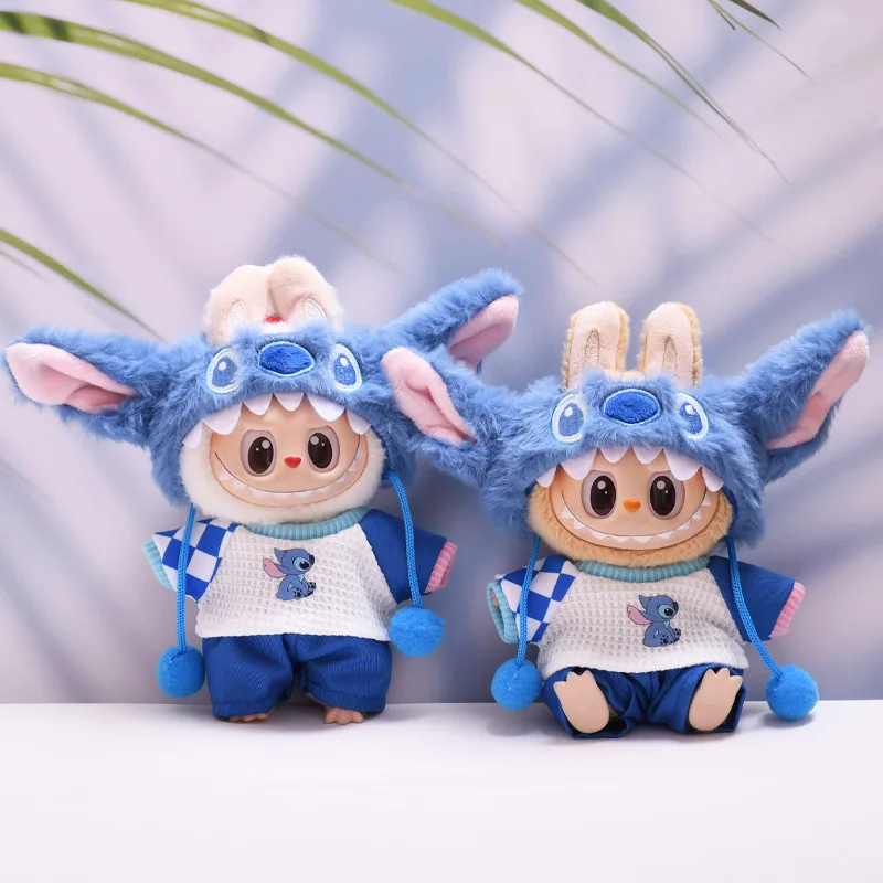 for 17cm Labubu Doll Clothes Fashion Clothes Plush Stitch Set Doll Clothes Cute Cartoon Sets Dolls Accessories Gifts - Image 5