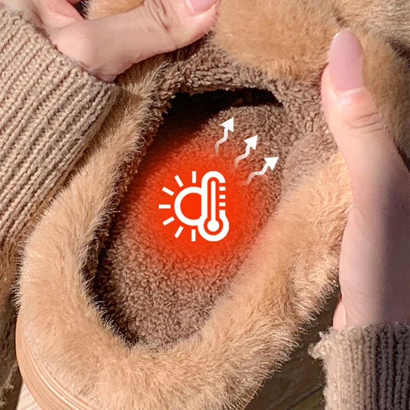 Husky Dog Faux Fur Couple Winter Slippers Chunky Platform Non Slip House Shoes Woman Comfort Fluffy Plush Outdoor Slippers Women - Image 3