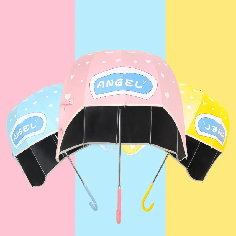 Children's Helmet Umbrella Sun Women Parasol Student Long Handle Umbrella Creative Cartoon Kids Cute Hat Umbrellas Paraplu SY294 - Image 2