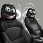 2 pcs fun smiley face car headrest covers, washable and elastic design, anti-oil on the head, interior decoration accessories